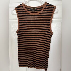 Truth Ribbed Fitted Tank Top Black and Brown